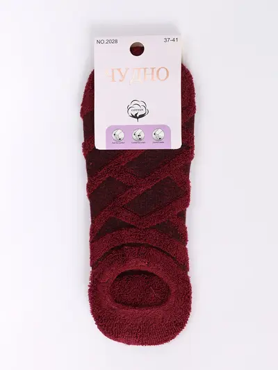 Носки бордовые с геометричной вышивкой